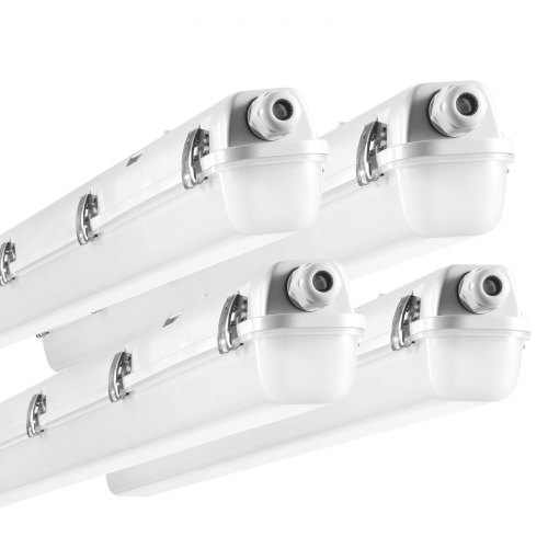

VEVOR 4FT LED-Dampfdichtes Licht, 60 W/50 W/40 W wählbar, 5000 K Dampfdichte Leuchte mit 5400/6400/7400 lm einstellbar, IP65 wasserdicht für Parkplatz, Lager, begehbare Gefriertruhe, Autowaschanlage, 4er-Pack