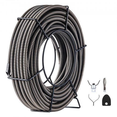 VEVOR Rohrreinigungsmaschine 390W Rohrreinigungsgerät Spirale 15 mm x 13 mm kompakter elektrische Abflussreiniger mit 8 auswechselbare Messer Schiebehülsenwerkzeug 51-102 mm für die Rohrinstallation