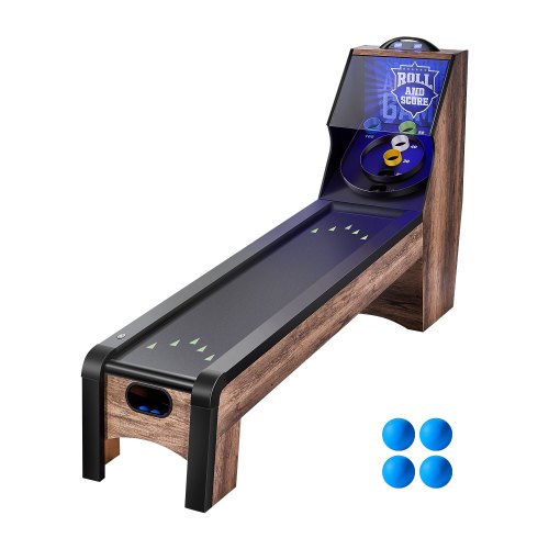 VEVOR 9 Fuß Roll und Score klassischer Arcade-Spieltisch, Indoor-Spielset mit elektronischer LED-Punkteanzeige, automatischer Ballrückgabe für Hausparty 4 Bälle enthalten