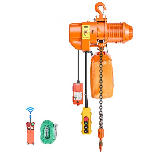 

VEVOR Elektrischer Kettenzug 500 kg, 6 m Hubhöhe, Dreiphasig-Brückenkran mit 100 m Funk- & 4,5 m Kabelfernbedienung, G80-Kette, Notstopp, Elektrokettenzug für Fabriken, Lagerhallen, Garagen