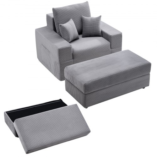 

VEVOR Chaiselongue Relaxliege 1115 mm, modularer Loungesessel mit Dekokissen & Armlehnen, Couch mit tiefer Sitzfläche & Ottomane für Wohnzimmer Schlafzimmer, Lesesessel aus hochelastischem Schwamm