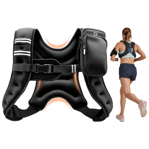 VEVOR Gewichtsweste 2,79 kg Trainingsweste mit Reflektorstreifen, Verstellbarer Schnalle & Praktischen Aufbewahrungstaschen, Fitnessweste für Krafttraining, Laufen, Joggen, Fitness & Muskelaufbau