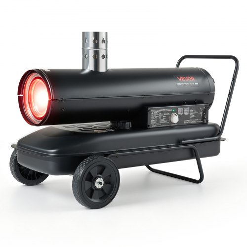 VEVOR Indirekte Heizkanone 30kW Dieselheizgebläse 50L Petroleum-Heizgerät, Heizgebläse für Werkstatt Garage Lager & Baustelle, Thermostatsteuerung, Dual-Fuel-Filterung, Max. 1100m³/h & 192m², Schwarz
