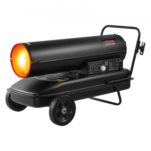 VEVOR 50 kW Heizkanone, Dieselheizer, Torpedo-Raumheizer mit Rädern und einstellbarer Temperatur, Dieselheizgebläse für Baustelle/Garage/Lager/Werkstattbau/Außenheizung, Schwarz