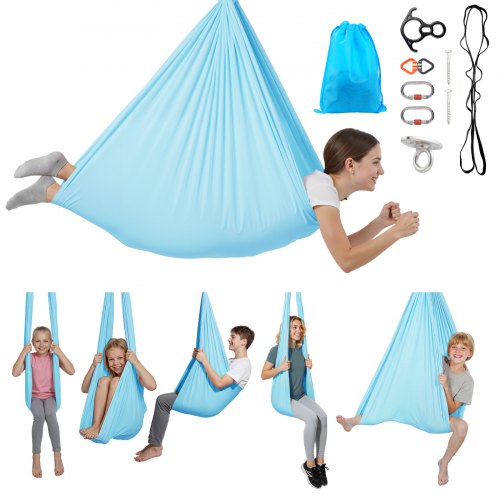 

VEVOR Aerial Yoga Hängematte, max. Tragkraft 136,07 kg, Yoga-Schaukel mit Nylongewebe & Daisy Rope & PE-Reißverschlusstasche, Gymnastikschaukeln Doppelfunktion Anti-Gravity-Übungen Blau