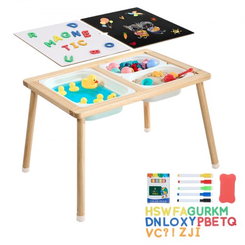 VEVOR Sensorischer Tisch, 7-in-1 Aktivitätstisch mit Wendbarer, Doppelseitiger Platte, Aufbewahrungsboxen & Rutschfesten Füßen, Spiel-Sand- & Wassertisch, für Kinder im Alter von 3-6 Jahren