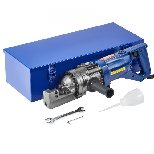 

VEVOR Elektrischer hydraulischer Bolzenschneider, 1000-W-Bewehrungsschneider, schneidet bis zu 4–16 m Bewehrungsstäbe in 2,5 Sekunden, Bewehrungsstahlschneider mit Werkzeugkoffer-Ölkanne, Schwarz-Blau