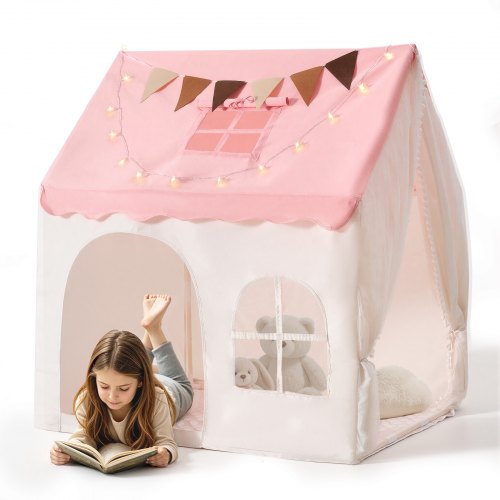 VEVOR Spielhaus Kinderzelt Spielzelt Kinderspielhaus 1200x1050x1270 mm Pink, für Kleinkinder, mit PVC-Rahmen, Gepolsterter Matte Sternenlichtern, Tragetasche, Flagge & Atmungsaktivem Fenster