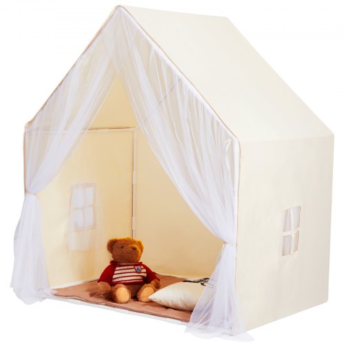

VEVOR Kinderspielzelt, Kinderzelt für Kinder von 1–5 Jahren, Kleinkinderzelt mit Matte und Zeltlampe, Zelt für Kinder mit Fenstern für drinnen und draußen, Jurtenzelt Beige 1 Tür 2 Fenster