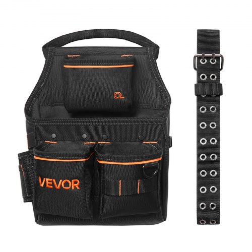 

VEVOR Werkzeuggürtel, 14 Taschen, Handwerkergürtel, Arbeitsgürtel für Elektriker, Schreiner & Bauarbeiter, Hammerhalter, Werkzeughalter, Schürzenorganizer geeignet, verstellbar von 830–1270 mm