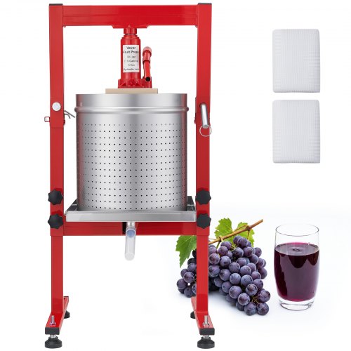 VEVOR Manuelle Beerenpresse 30 L aus Edelstahl, Weinpresse und Obstpresse für Äpfel, Weintrauben, Orangen und Gemüse, Apfelpresse mit 2 Filterbeuteln, 40 x 32 x 61 cm Hydraulische Saftpresse