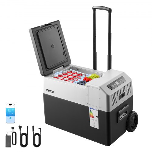 VEVOR Kompressor Kühlbox 30 L, Auto Kühlschrank mit, Griff, App-Steuerung & Rädern, 12 V/24 V DC, 100–240 V AC, -22 °C bis 10 °C, Elektrische Gefrierboxfür LKW, Van, RV, SUV, Reisen & Camping