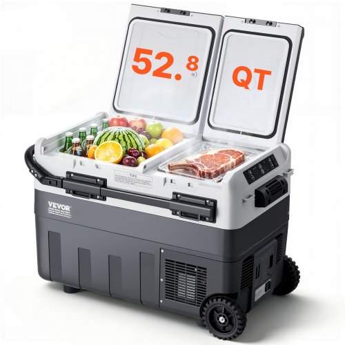 VEVOR Tragbarer Autokühlschrank, 12-Volt-Autokühlschrank, 50L tragbarer Dual-Zone-Gefrierschrank, einstellbare Temperatur, Kompressorkühler für Zuhause, Outdoor, Camping, Wohnmobil, Auto