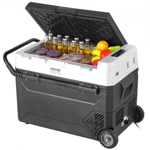 VEVOR tragbarer Autokühlschrank, 12 V Auto Kühlbox, 60 L Einzelzonen-Tragbarer Gefrierschrank Rollbar, einstellbar -20 bis 20 ℃, Kompressorkühler für Zuhause, Outdoor, Camping, Wohnmobil, Auto