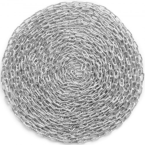 VEVOR Edelstahlkette, 5,1 mm x 30,48 m, 500 kg Arbeitslast, Metallkette mit zwei Schnellgliedern, verzinkte Gliederkette aus Karbonstahl zum Schleppen, Aufhängen, Camping, Schleppen von Haustieren
