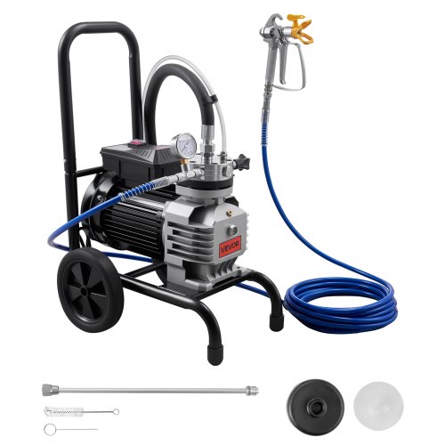 VEVOR Membran-Airless-Farbspritzgerät 1800 W, Rollbares Farbspritzgerät mit 22,75 MPa Hochdruck, 10 m Hochdruckschlauch, Reinigungsnadel und Bürste, für DIY-Sprüharbeiten im Innen- und Außenbereich