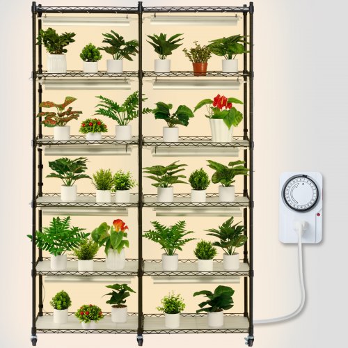 

VEVOR Pflanzenständer mit Wachstumslicht, 6 Ebenen, 200 W, Regal für Wachstumslicht im Innenbereich, Vollspektrumleuchten, Metall-Pflanzenregal mit Timer, Wachstumsregal für Gartenpflanzen, 90 x 35 x 150 cm