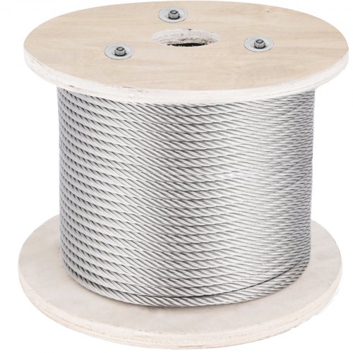 VEVOR 316-Edelstahlkabel, 152 m langes Edelstahldrahtseil mit 4 mm Durchmesser und 1x19-Konstruktion, 1496 kg Bruchfestigkeitsstahlkabel für Außengeländer, Terrassen, DIY-Balustraden