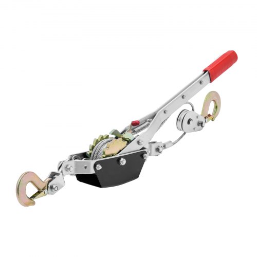 VEVOR Handhebelseilzug, 2 Tonnen (4.409 lbs) Zugkraft, 3,7 m Stahlkabel, 2 Haken, Hochleistungs-Ratschen-Handseilwinde mit Doppelgetriebe, Flaschenzug-Seilzieher, ideal für Fahrzeugrettung