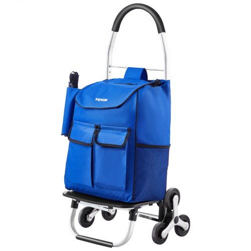 VEVOR faltbarer Einkaufswagen, 445 x 375 x 990 mm, Sackkarre zum Treppensteigen mit 6 Rädern, Aufbewahrungstasche aus Oxford-Stoff, zum Einkaufen, Büro, Umzug, Transport, im Freien, Wäsche