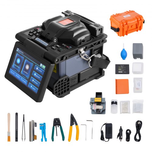 

VEVOR Glasfaser-Spleißgerät mit 6 Motoren, Kernausrichtung, 6 s Spleißen & 13 s Aufheizen, Glasfaser-Spleißgerät mit 5-Zoll-LCD-Bildschirm, 3-in-1-Faserhalter, 7800 mAh Akku für SM MM DS NZDS-Faser