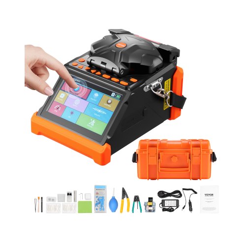 

VEVOR Glasfaser Spleißgerät, 6 Motoren, Fusionsspleißgerät, Kern-/Mantelausrichtung, 6 s Spleißen, 13 s Aufheizen, Touchscreen, 3-in-1-Fusion Splicer, 7800 mAh Akku für SM MM DS NZDS