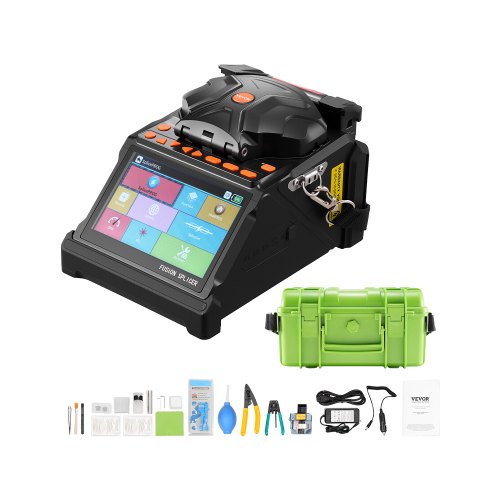 

VEVOR Glasfaser Spleißgerät, 6 Motoren, Kern- & Mantelausrichtung, mit 6 s schnellem Spleißen & 13 s Aufheizzeit, 5-Zoll-LCD-Bildschirm, 3-in-1-Faserhalter, 7800 mAh Akku für SM MM DS NZDS-Fasern