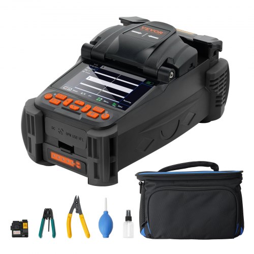 VEVOR Glasfaser Spleißgerät 6 Motoren Fusions-Spleißgerät Faserdurchmesser 125-150μm(Mantel) 250-1000μm(Beschichtung) Verschmelzungsverlust von 0,01 dB(MM) Geeignet für SM MM DS NZDS UI BUI EDF