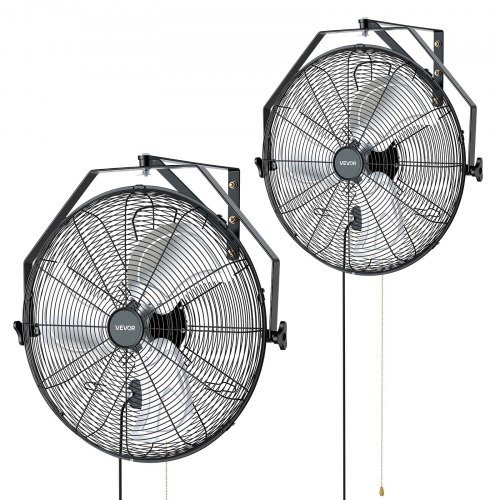 VEVOR 2x 120W Industrieller Wandventilator 60 cm, 7 m/s Oszillierender Wandlüfter mit 3 Stufen & Verstellbarem Neigungswinkel, Gewerblicher Industrieventilator für Werkstatt Garage Lager Gym, Schwarz