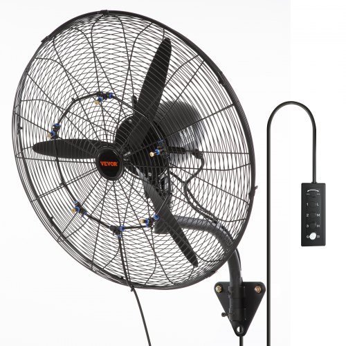 

VEVOR Nebelventilator, 61,6 cm oszillierender, wasserdichter Ventilator, 3 Geschwindigkeiten, 7000 CFM, gewerblicher oder privater Ventilator zur Kühlung von Lagerhäusern, Gewächshäusern, Werkstätten
