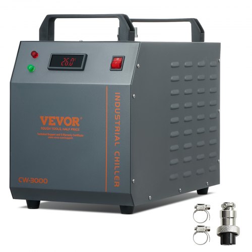 

VEVOR Industrieller Wasserkühler, CW-3000, 80 W luftgekühltes industrielles Wasserkühler-Kühlsystem mit 12 L Wassertankkapazität, 12 L/min max. Durchflussrate, für Kühlmaschine für Lasergravurmaschine