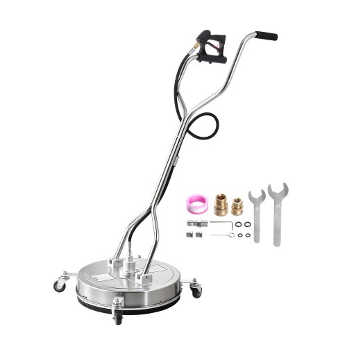 VEVOR 535 mm Hochdruckreiniger-Oberflächenreiniger, Flächenreiniger aus Edelstahl auf Rädern, 310 Bar max. 0,95 cm Anschlussstück, Doppelgriff, 2 Düsen, Spray für Betonterrasse