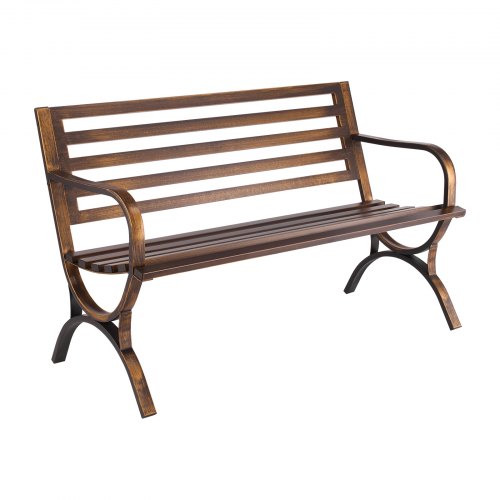 VEVOR Gartenbank Gartenmöbel Bänke 127 cm 250 kg Tragkraft, Terrassenbank Verandabank mit Lattenmuster & Armlehnen mit abgerundeten Kanten, Balkonbank mit Metallrahmen für Park Hof Antikbronze