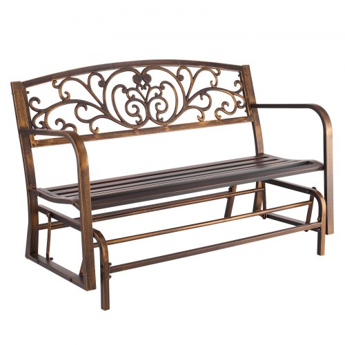 VEVOR Gartenbank Gartenmöbel Bänke 127 cm 250 kg Tragkraft, Terrassenbank mit Metallrahmen aus Karbonstahl, Balkonbank mit Armlehnen, Verandabank für Garten Park Hof Terrasse, Antikbronze