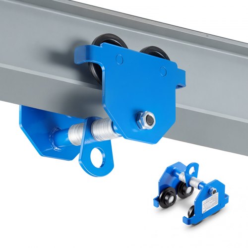 VEVOR Chariot Porte-Palan Manuel 499 kg Chariot à Poutre en I Réglable, Largeur de Bride 53-140 mm, pour Poutres Droites et Courbes, Garage, Entrepôt et Atelier, Roues Doubles, en Acier au Carbone