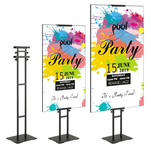 

VEVOR Posterständer, höhenverstellbar bis zu 190,5 cm, doppelseitiger, robuster Sockel-Schilderhalter, bodenstehender Schilderhalter, Bannerständer mit stoßdämpfender Basis zur Präsentation, für Tafel