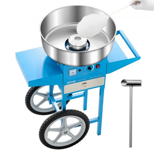 VEVOR elektrische Zuckerwattemaschine kommerzielle Zuckerwattegeräte mit Wagen (1000 W) mit 52 cm Edelstahlschüssel & Zuckerschaufel & Schublade, perfekt für Kindergeburtstage Familienfeiern Blau HCDRMHTJLSWGM2LX4V2