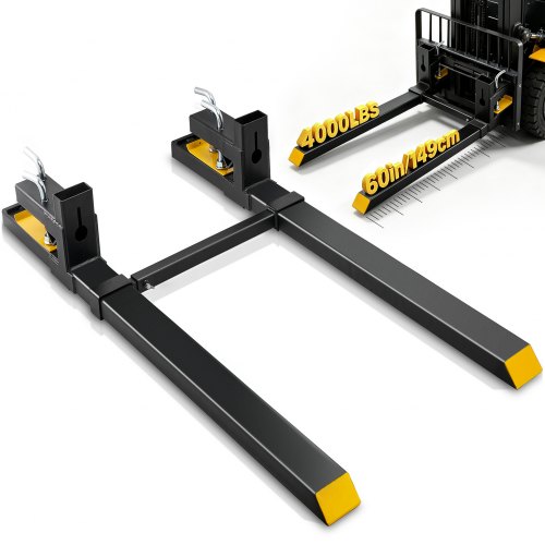VEVOR Palettengabel 1490x100x230mm Gabelträger 1814kg Tragfähigkeit Gabelzinken 149cm Gesamtlänge mit 109,2cm-Gabelblatt Gabelstapler 495-915mm Einstellbar Gabelstaplerzinken Frontlader Palettenrahmen