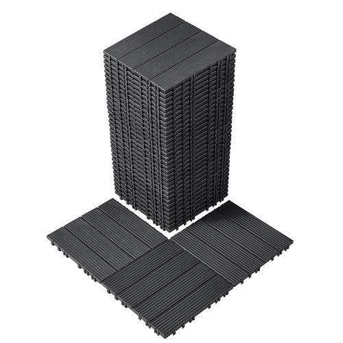 

VEVOR Terrassenfliesen, 36er-Set, Balkonfliesen 30 x 30 cm, Klickfliesen, wasserdichter Kunststoff-Bodenbelag für den Außenbereich, Terrassenbodenbelag für Veranda, Pool, Balkon, Hinterhof, Dunkelgrau