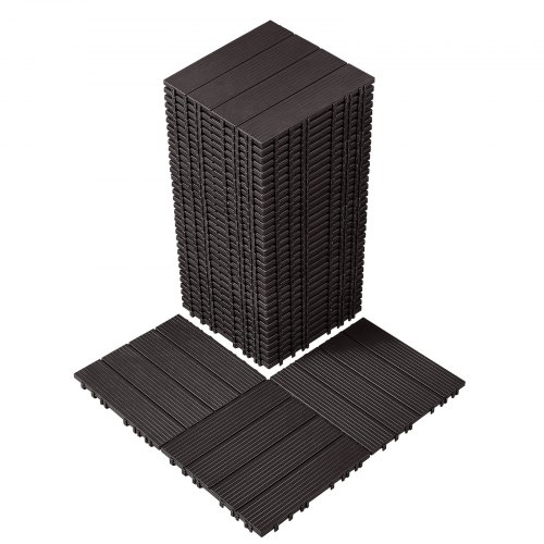 

VEVOR Terrassenfliesen, 36er-Set, Balkonfliesen 30x30cm, Klickfliesen, wasserdichter Kunststoff-Bodenbelag für den Außenbereich, Terrassenbodenbelag für Veranda, Pool, Balkon, Hinterhof, Dunkelbraun