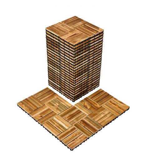 

VEVOR Terrassenfliesen, 27er-Set, Balkonfliesen 30 x 30 cm, wasserdichter Bodenbelag aus Torfkieferholz, Holzfliesen Terrassenbodenbelag für Veranda, Poolrand, Balkon, Hinterhof (Holzoptik)