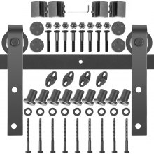 VEVOR Schiebetürbeschlag 366cm Länge Schiebetürsystem aus Kohlenstoffstahl Schiebetüren Komplettset 150kg Tragfähigkeit Laufschienen Set max. 183cm Türbreite Geeignet für Küche Scheunen Ställe