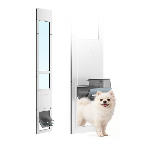 VEVOR Hundeklappe für Glasschiebetür, Hundetür Höhenverstellbar von 1927 bis 2049 mm, Rahmen aus Aluminiumlegierung mit Klappe & Drehscharnier, Abschließbar, für Mittelgroße Hunde, M