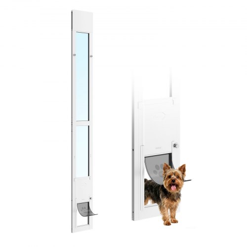 VEVOR Hundeklappe für Glasschiebetür, Hundetür Höhenverstellbar von 1927 bis 2049 mm, Rahmen aus Aluminiumlegierung mit Klappe & Drehscharnier, Abschließbar, für kleine Hunde, Haustiertüren, S