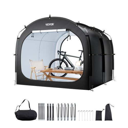 VEVOR Fahrradzelt, 5 Fahrräder, geräumige Fahhrradgarage, Fahrradzelt mit hochfestem Fiberglas & Doppelreißverschlüssen, Fahrradschuppe, 224x247x198 cm