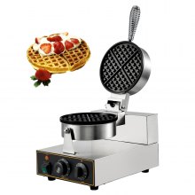 VEVOR HT-1 Waffelmaschine Waffeleisen Drehbares 220V Waffle Maker Waffeleisen Edelstahl Waffelautomat antihaftbeschicht zum Frühstück oder Mittagessen zu Hause