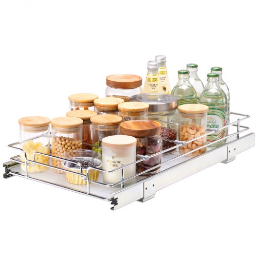 

VEVOR ausziehbares Gewürzregal (310x533x85 mm) Spülschrankregal Küchenschrank, Schiebeschublade Waschbecken Gewürzregal Schrank Organizer Unterschrankregal 355x558x177 mm (Installationsgröße)