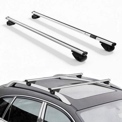 VEVOR 2 x Dachgepäckträger Dachquerträger mit 75 kg Tragkraft, Passend für Erhöhte Dachreling, 210–1060 mm Relingabstand, Abschließbare Querträger für Gepäck Kanus Transportkörbe, Dachträger
