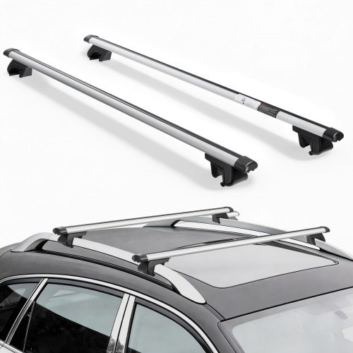 VEVOR 2 x Dachgepäckträger Dachquerträger mit 100 kg Tragkraft, Passend für Erhöhte Dachreling, 220–1060 mm Relingabstand, Abschließbare Querträger für Gepäck Kanus Transportkörbe, Dachträger