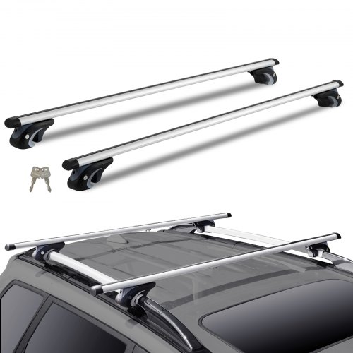 VEVOR Dachträger Universal Dachgepäckträger Auto Alu Querträger 90 kg Tragkraft, für erhöhte Seitenschiene mit Lücke, passend Innenabstand des Dachbalkens 19-116 cm, Rohrdurchmesser 28-68 mm